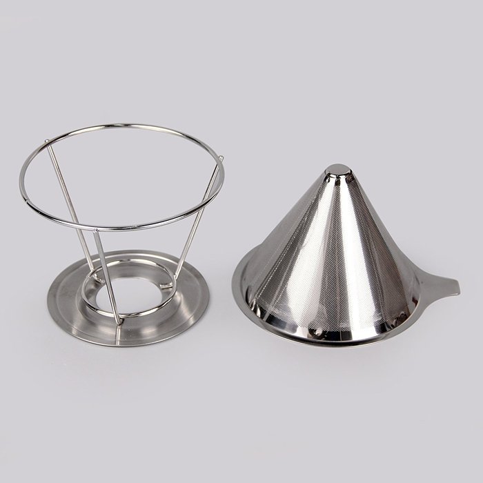 Pour over Coffee Filter Cone Coffee Dripper Stainless Steel Paperless Reusable Coffee Filter w/ Stand Double Mesh... N11