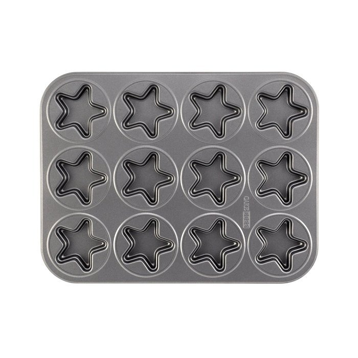 Cake Boss Novelty Nonstick Bakeware 12-Cup Star Molded Cookie Pan, Gray N2