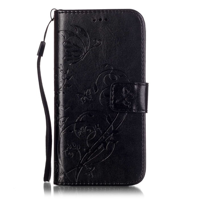 iPhone 7 Case,PHEZEN Embossed Flower Butterfly PU Leather iPhone 7 Wallet Case [Magnetic Closure] [Credit Card... N13