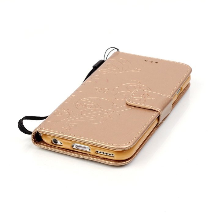 iPhone 7 Case,PHEZEN Embossed Flower Butterfly PU Leather iPhone 7 Wallet Case [Magnetic Closure] [Credit Card... N16