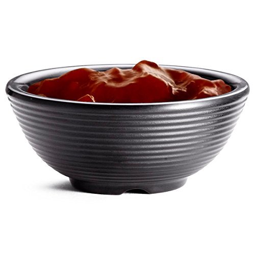 TableCraft Products RAM4RBK 4 oz./118 mL Ribbed Ramekin, Round, Black Melamine (Pack of 12) N2