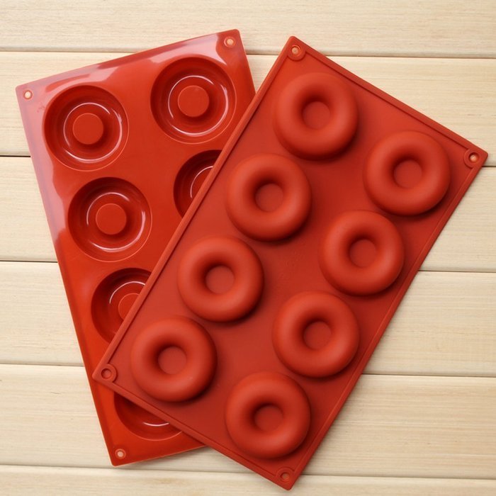 Cherion 8 Cavity Silicone Donut Pan, Muffin Cups, Cake Baking Ring, Biscuit Mold, Puddingmold ,Ice mold Set of 2 N2