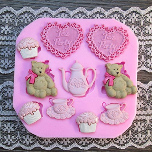 Anyana Bear Heart Teapot Silicone Fondant Mold Cake Decorating Pastry Gum Pastry Tool Kitchen Tool Sugar Paste... N3