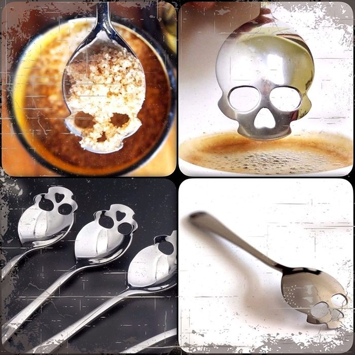 MAXGOODS Stainless Steel Sugar Skull Tea Spoon ,2-Pack N2