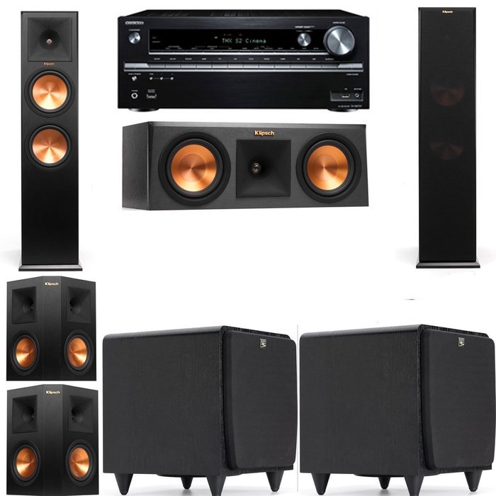 Klipsch RP-280F Tower Speakers-RP-250C-SDS12 -5.2-Onkyo TX-NR838