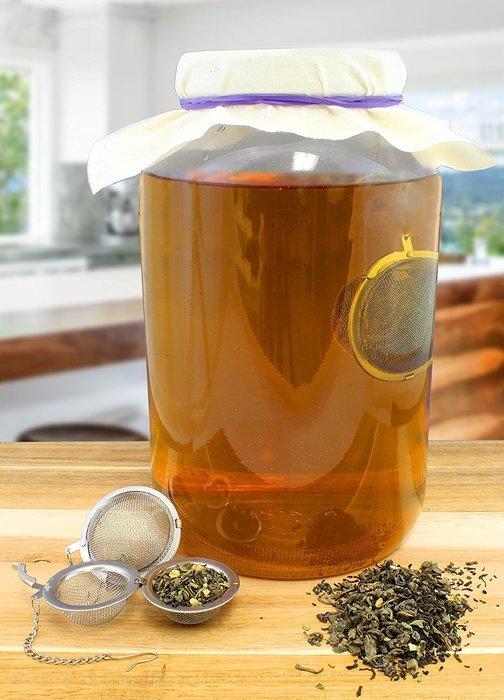 Extra Large Stainless Steel Tea Ball Strainer for Kombucha & Loose Leaf Tea; Fine Mesh, Reusable Tea Infuser for... N2