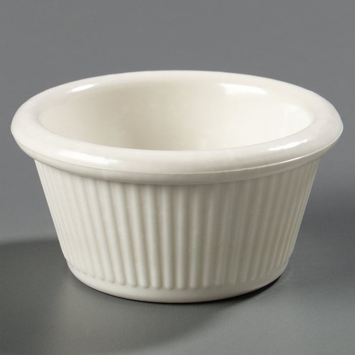 Carlisle S279-842 12 Piece Melamine Fluted Ramekin Cash and Carry Set, 2-Ounce Capacity, 1.43" Height, Bone (Case... N3