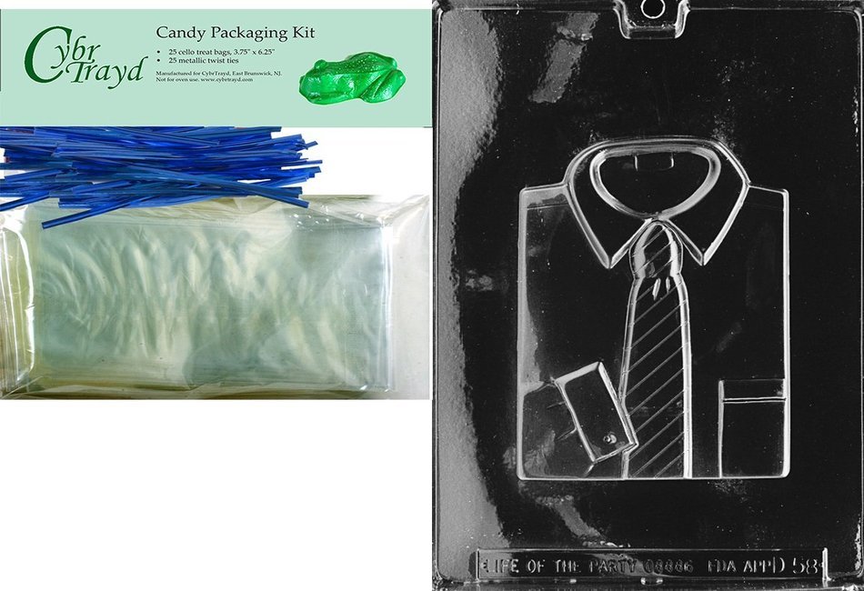 Cybrtrayd D058 Chocolate Candy Mold, Shirt with Tie Dads and Moms N4