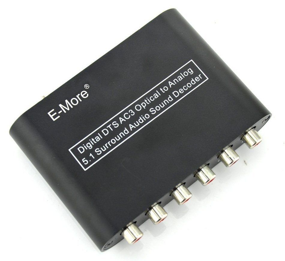 E-More&reg; High Ouality Digital AC3 DTS Optical SPDIF/Coaxial Dolby Audio to Analog 5.1 Channel Surround Audio Sound... N4