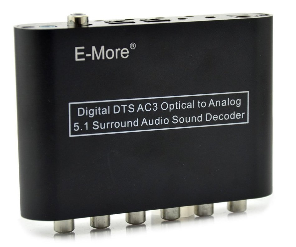 E-More&reg; High Ouality Digital AC3 DTS Optical SPDIF/Coaxial Dolby Audio to Analog 5.1 Channel Surround Audio Sound... N6