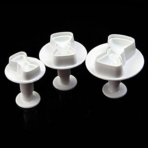 3pcs/set Bow Tie Shape Cookie Mold Plastic White Sugar Arts Set Fondant Cookie Cutters Cookie Plunger Cutters... N4