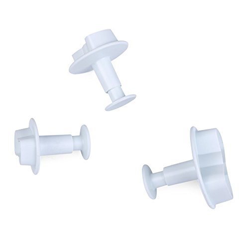 3pcs/set Bow Tie Shape Cookie Mold Plastic White Sugar Arts Set Fondant Cookie Cutters Cookie Plunger Cutters... N5