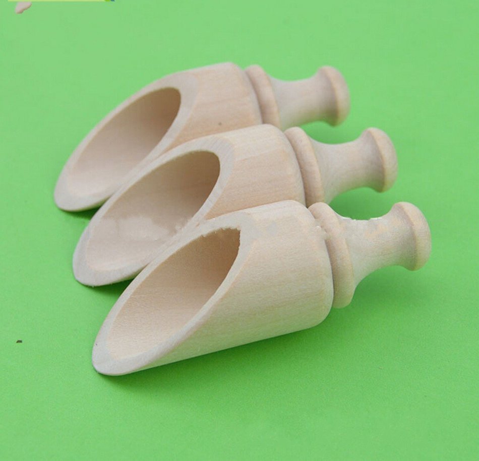 10 Piece Dress My Cupcake Rustic Round Wood Scoop, 3.5-Inch