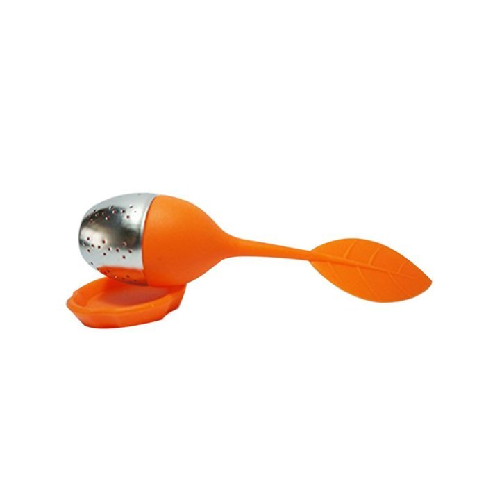 Fenical Tea Infuser-Silicone Leaf Strainer with Handle, Steel Ball, Leaf Lid,Pack of 4 N3