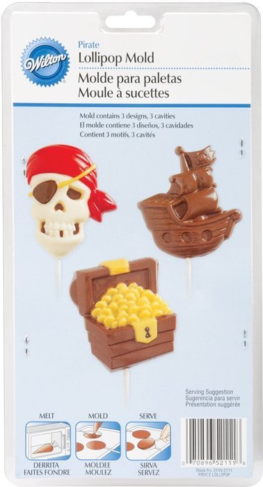 Wilton 2115-2111 Pirate Lollipop Mold, Large, 3 Designs