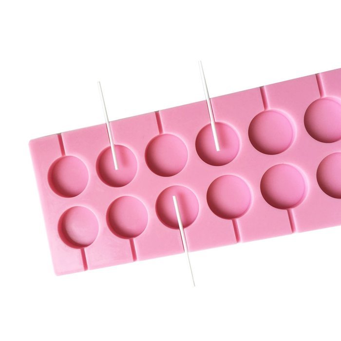 GoFriend 12-Capacity Round Silicone Lollipop Mold for Baking Chocolate, Hard Candy, Fondant Mould with Sticks,... N4