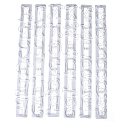 SHINA 6pcs Alphabet Number Letter Fondant Cake Frill Edge Sugarcraft Cutter Mold Tool N2