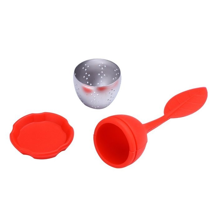Orange Silicone Loose Leaf Tea Infuser Strainer Filter With Drip Tray N7