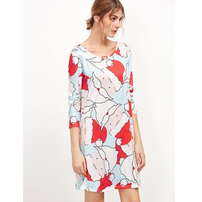 Xmas Dresses,Morecome Print Ladies Christmas Long Sleeve Party Dresses N8