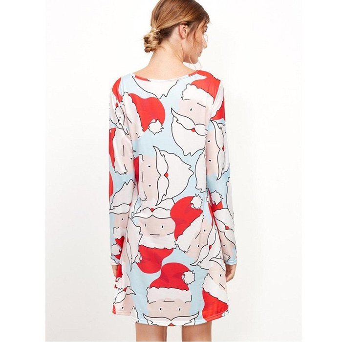 Xmas Dresses,Morecome Print Ladies Christmas Long Sleeve Party Dresses N9