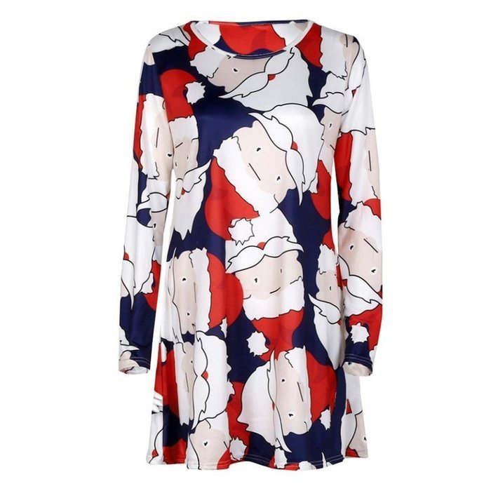 Xmas Dresses,Morecome Print Ladies Christmas Long Sleeve Party Dresses N11