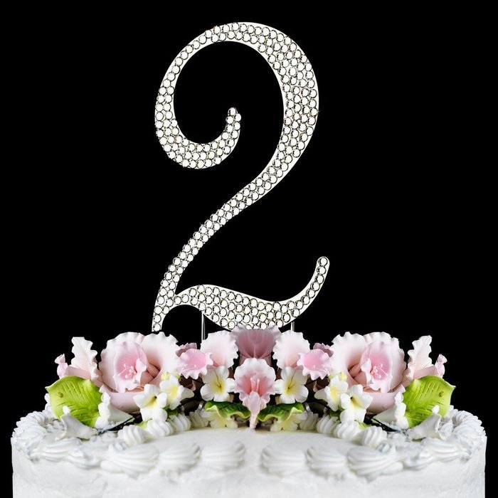 Rhinestone Cake Topper Number 2