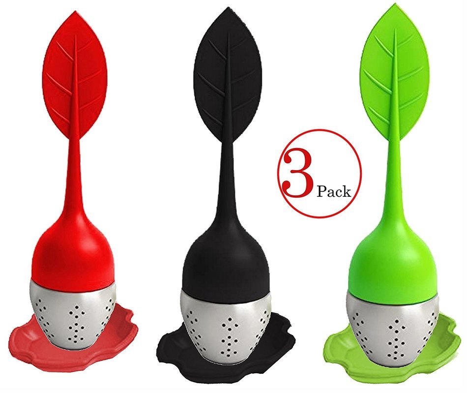 Set of 3 Silicone Loose Tea Infuser Ball- Durable Silicone & Stainless Steel Build- Easy to Use- Convenient Drip... N4