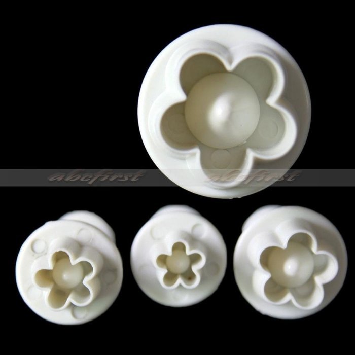 Generic 4Pcs/Set Plum Flower Plunger Cutter Mold Sugarcraft Fondant Cake Decorating DIY Tool(White) N2