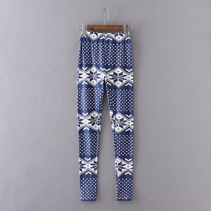 PHOTNO Casual Women Lady Skinny Geometric Print Stretchy Jegging Pants Slim Leggings N33