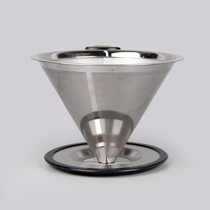 Pour over Coffee Filter Cone Coffee Dripper Stainless Steel Paperless Reusable Coffee Filter w/ Stand Double Mesh... N13