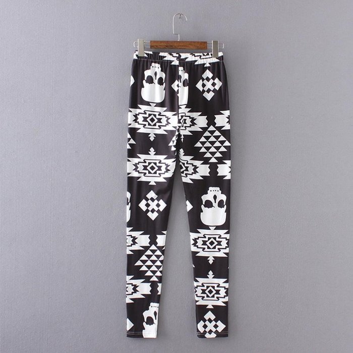 PHOTNO Casual Women Lady Skinny Geometric Print Stretchy Jegging Pants Slim Leggings N35