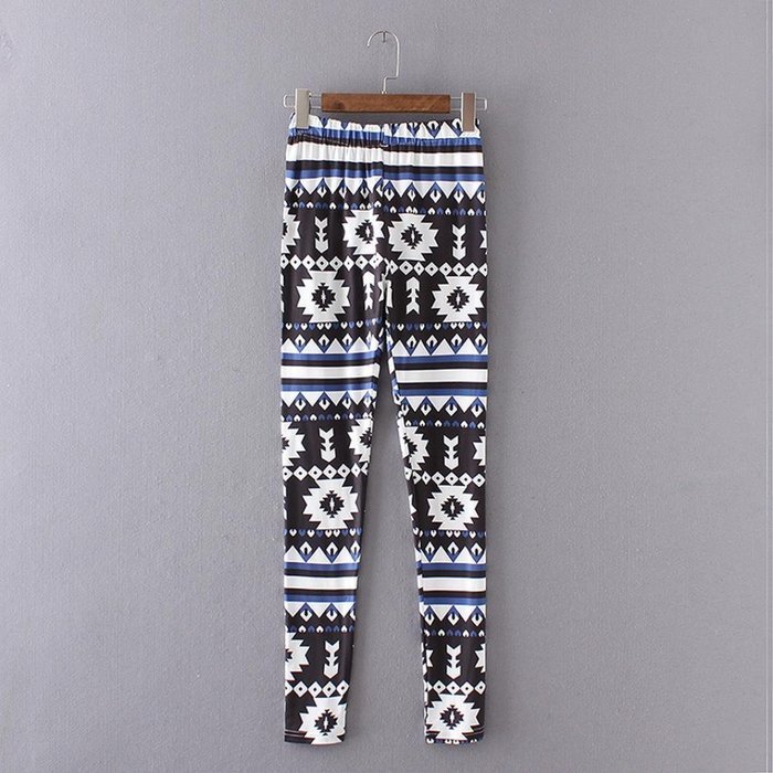 PHOTNO Casual Women Lady Skinny Geometric Print Stretchy Jegging Pants Slim Leggings N37