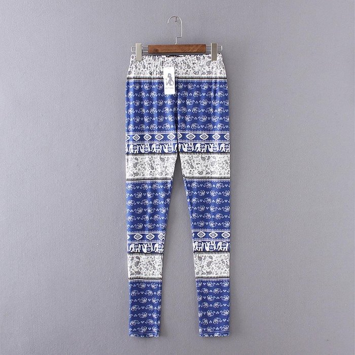 PHOTNO Casual Women Lady Skinny Geometric Print Stretchy Jegging Pants Slim Leggings N39
