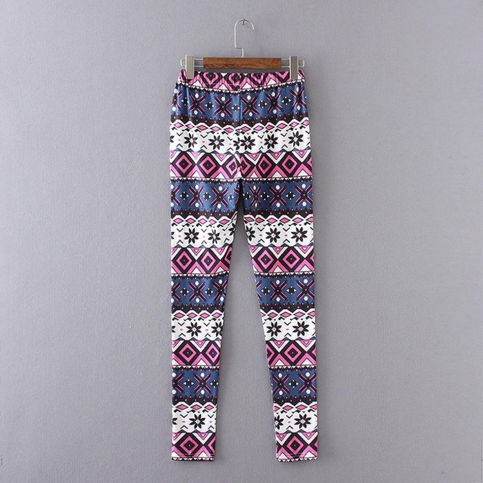 PHOTNO Casual Women Lady Skinny Geometric Print Stretchy Jegging Pants Slim Leggings N40