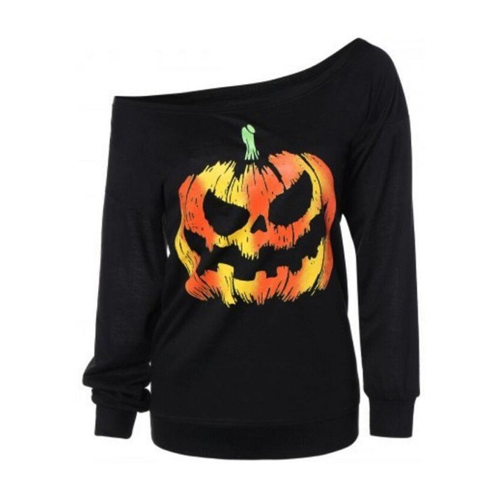 Pullover Tops,Morecome Women Halloween Pumpkin Print Long Sleeve Sweatshirt N12