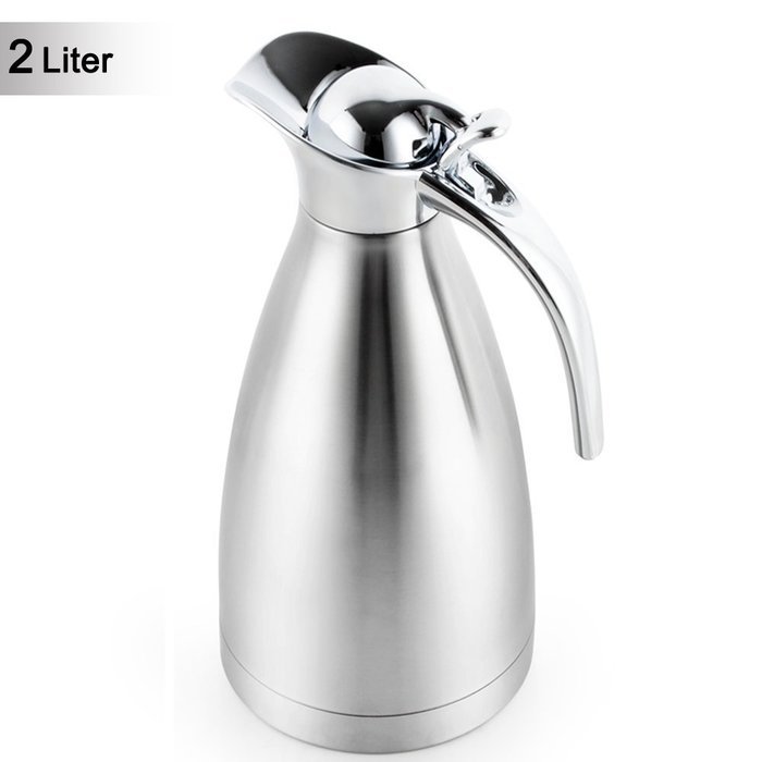 Satin Finish Stainless Steel Thermal Coffee Pot, Vacuum Insulated Carafe Flask Tea Kettle, 1.5 Liter N28
