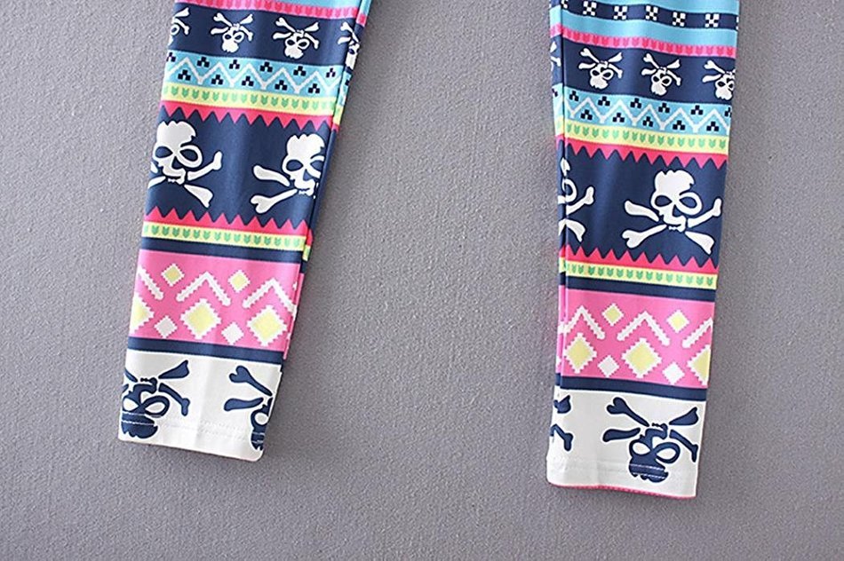 PHOTNO Casual Women Lady Skinny Geometric Print Stretchy Jegging Pants Slim Leggings N41