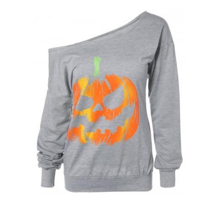 Pullover Tops,Morecome Women Halloween Pumpkin Print Long Sleeve Sweatshirt N13