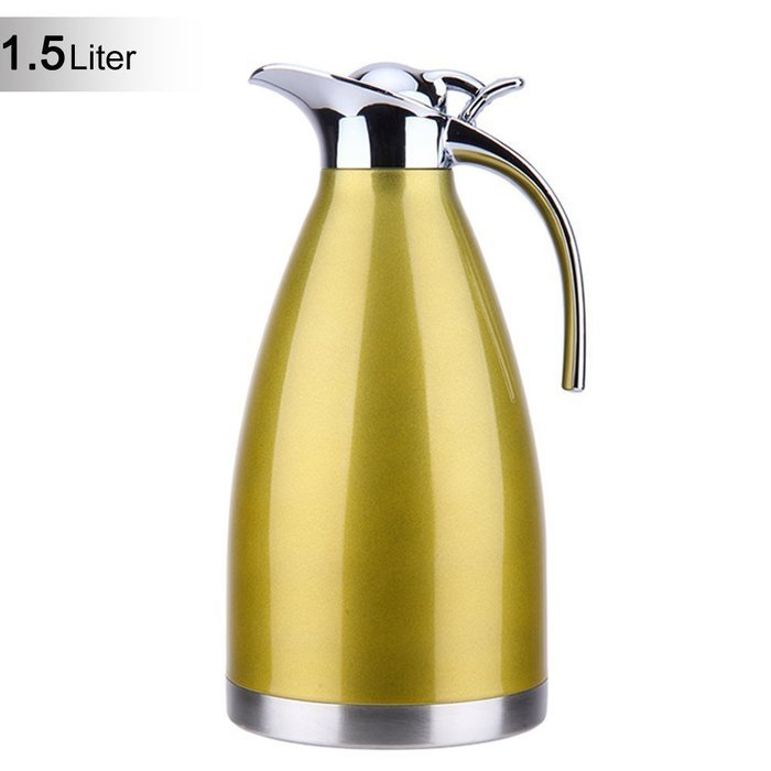 Satin Finish Stainless Steel Thermal Coffee Pot, Vacuum Insulated Carafe Flask Tea Kettle, 1.5 Liter N29