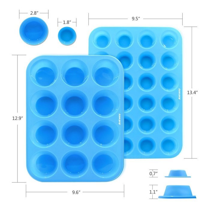 Ankway Silicone Cupcake Pan, Nonstick Fish & Bone Shape Bakeware Mold (2 Pack) N16