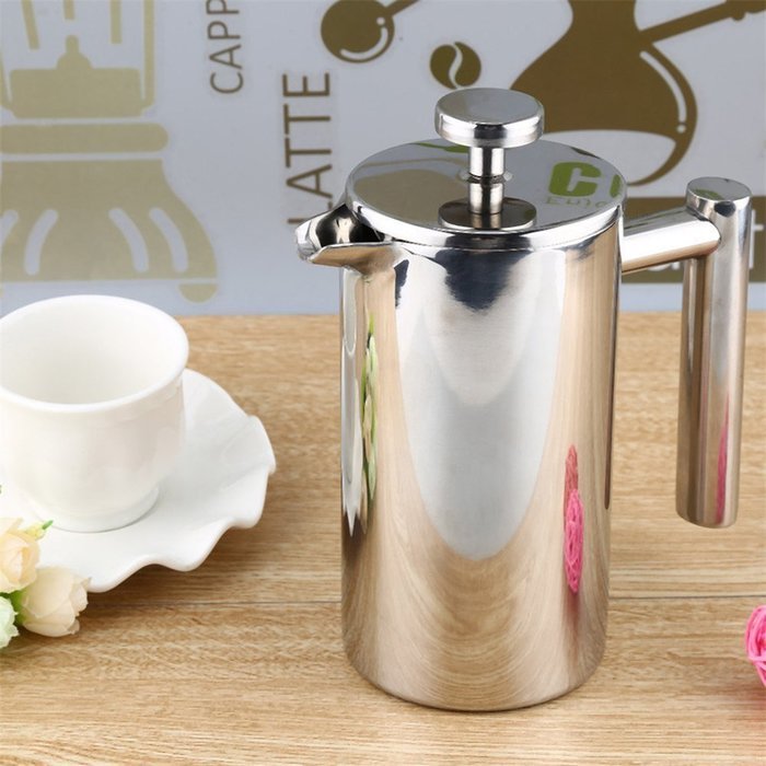 Cafetiere 350ML Stainless Steel Insulated Press Coffee Tea Maker with Filter Double Wall N6