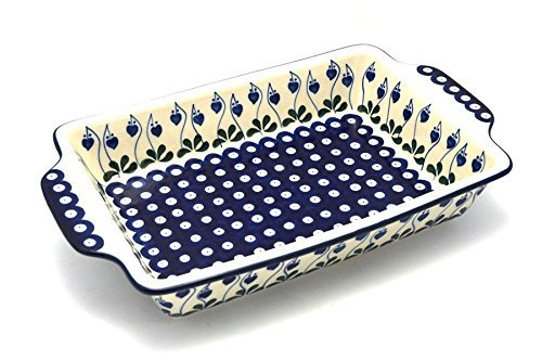 Polish Pottery Baker - Rectangular Brownie Pan - Bleeding Heart