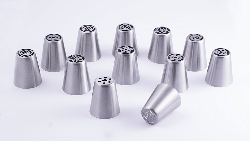 DIY Russian Piping Tips - 12 Pcs Set for buttercream frosting - Cake Decorating Supplies - Stainless Steel Large... N3