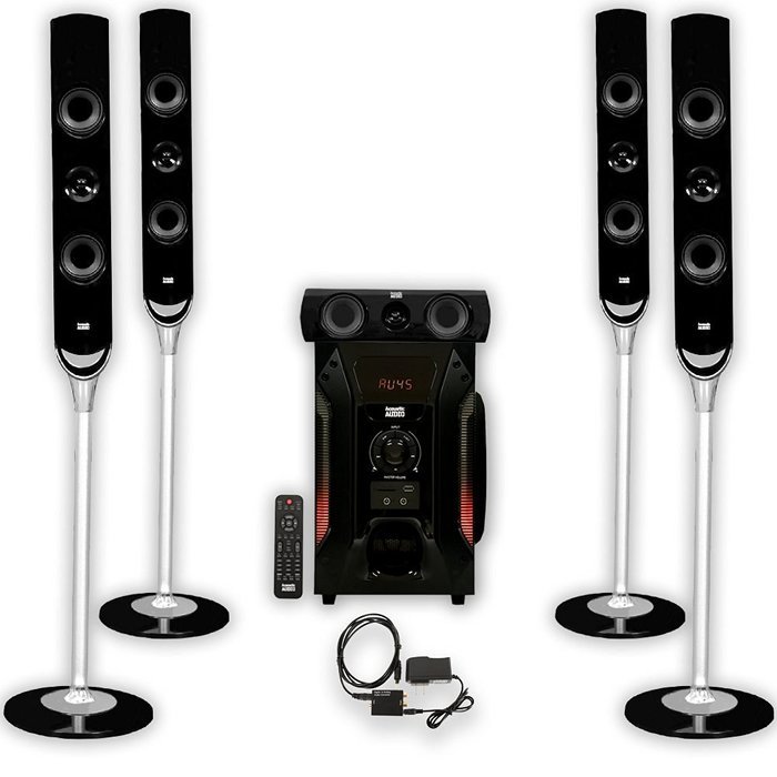 Acoustic Audio AAT1000 Tower 5.1 Speaker System with Optical Input & Powered Sub N2