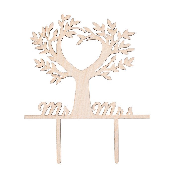 LOVENJOY with Gift Box Mr and Mrs Wedding Engagement Cake Topper Tree Rustic Wood (5.5-inch) N5