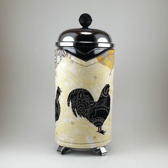 French Press Cozy, Cafetiere Cosy, 8 cup, Insulated Cozy, Handmade Coffee Accessory, Chicken, Rooster N3