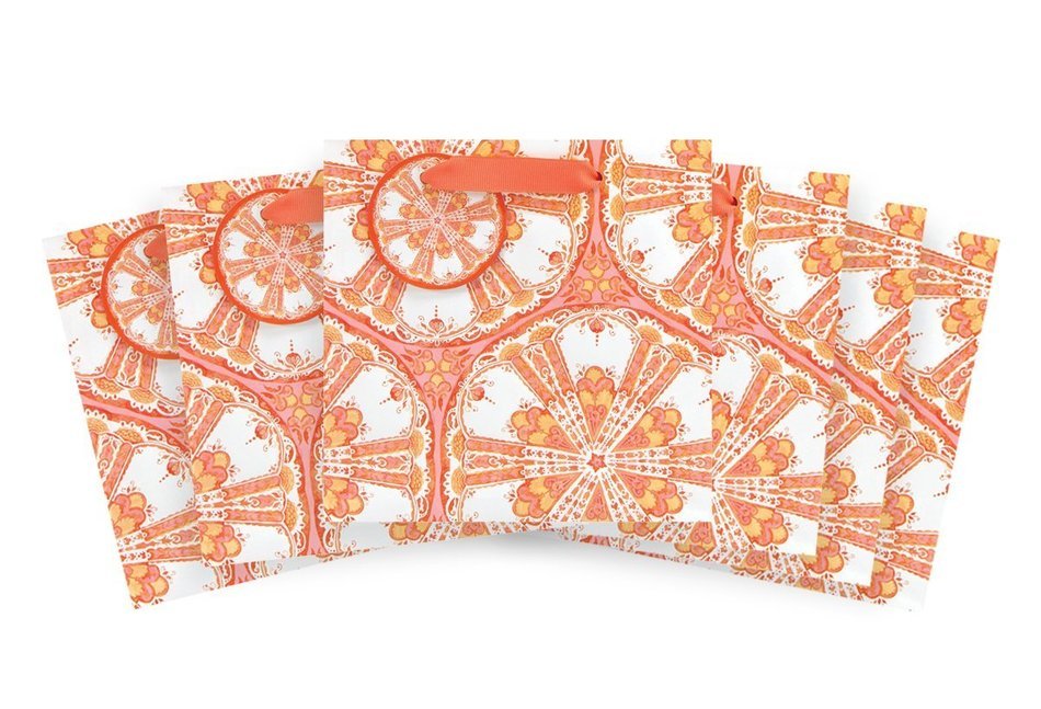 The Gift Wrap Company Ana Davis Truffle Gift Bags (Set of 6), Shield Coral, Multicolor
