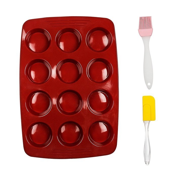Super Large 12-cup Silicone Muffin Pans and Cupcake Maker, Silicone Jelly Cup, Pudding Cups, Random Color, Commercial... N2