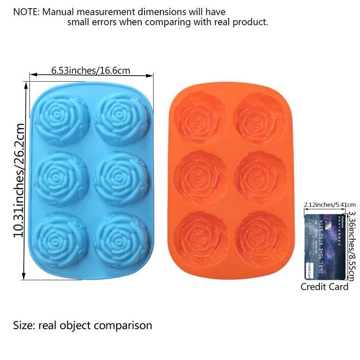 Cake Bread Molds, 2PCS YYP [6 Cavity Rose Shape Mold] Silicone Cake Bread Making Mold for Home Baking - Reusable... N5