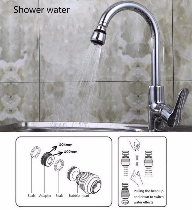 360 Rotatable Faucet Save Water Bubbler Device Connector Diffusion Shower Constant Nozzle Filter (1) N2